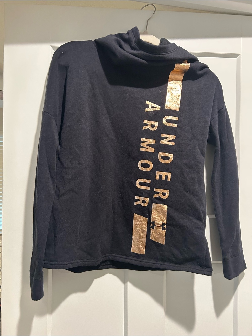 Under Armour Black Hoodie with Metallic Gold Vertical Logo - Kids
